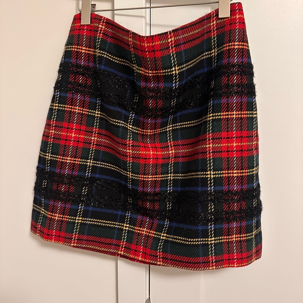 J. Crew Red and Black Plaid A-Line Skirt